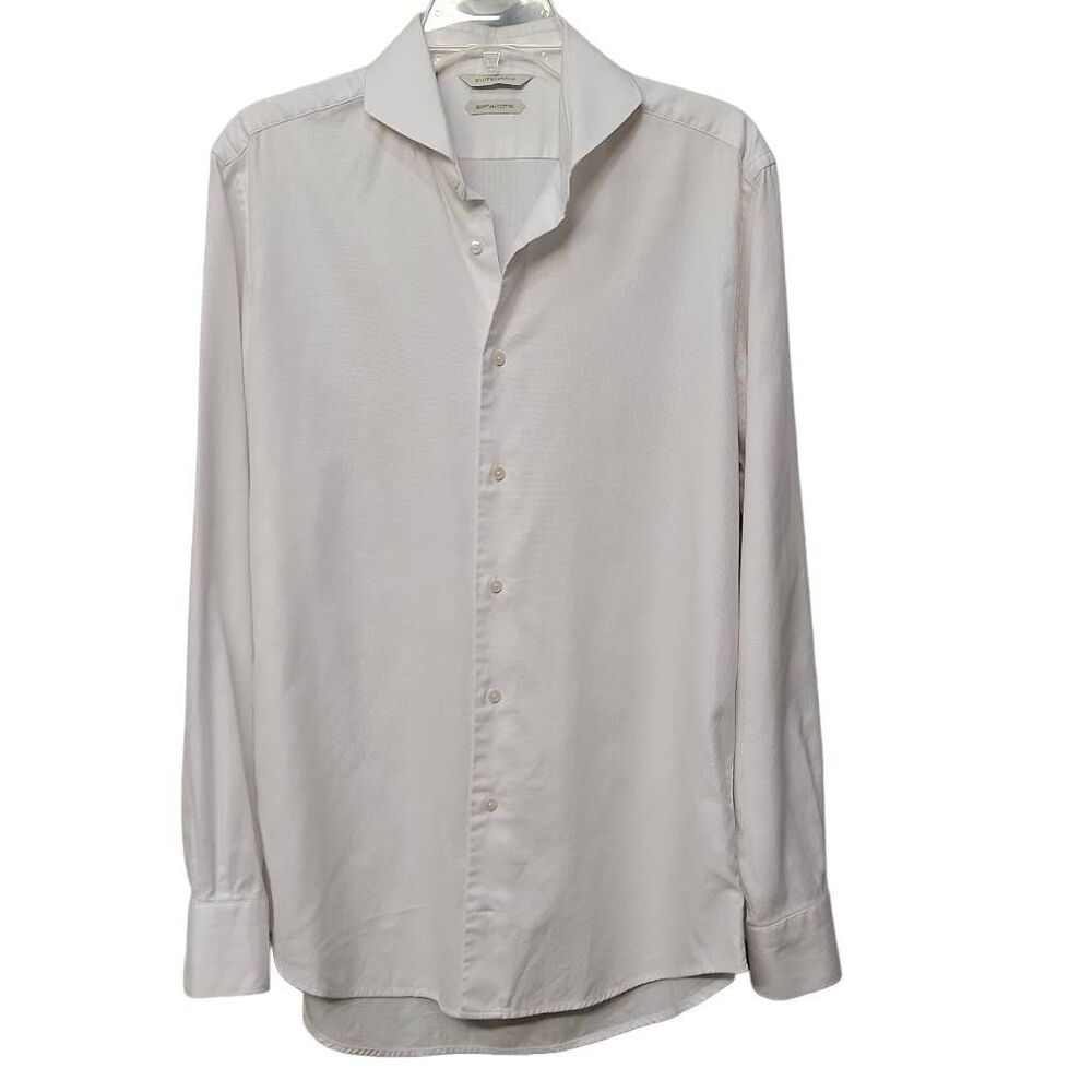 Suitsupply Shirt Men Size 40 15 3/4 White Twill 100% Egyptian Cotton Slim Fit